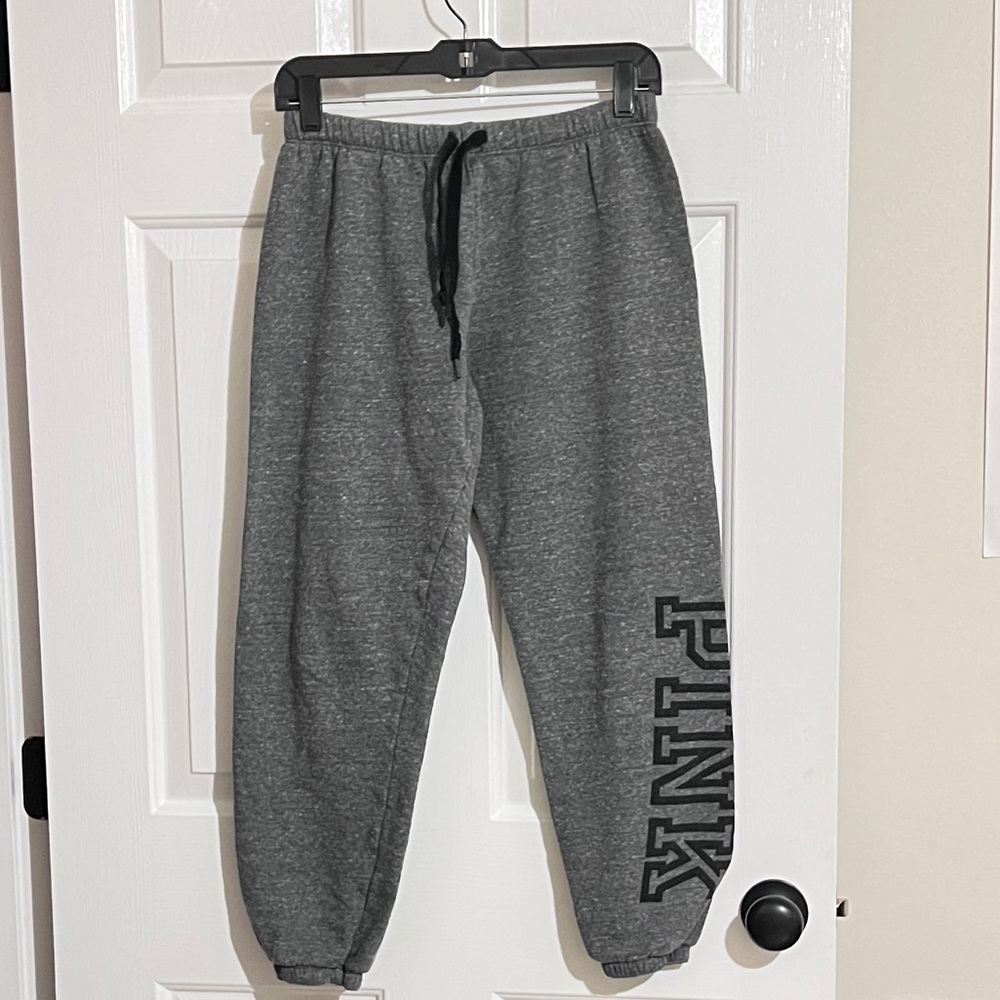 PINK grey fleece sweat pants